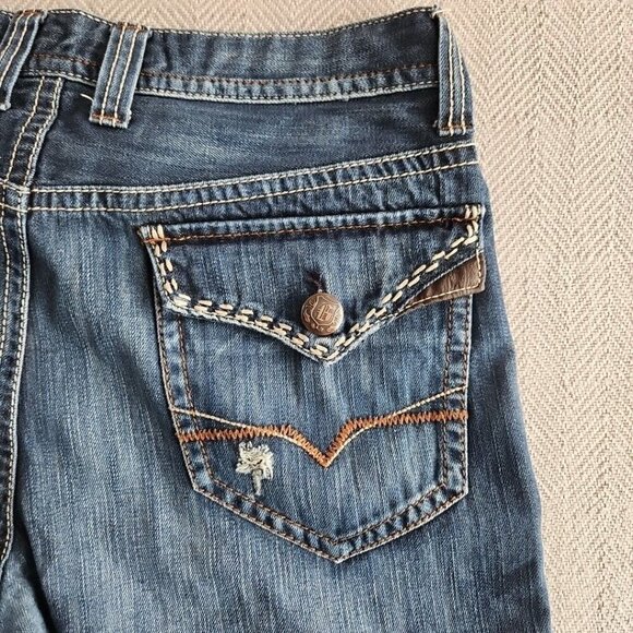 Guess Jeans Men's 34x31 Relaxed Boot Cut Medium Wash Blue Flap Pocket Embroidery - Picture 6 of 16